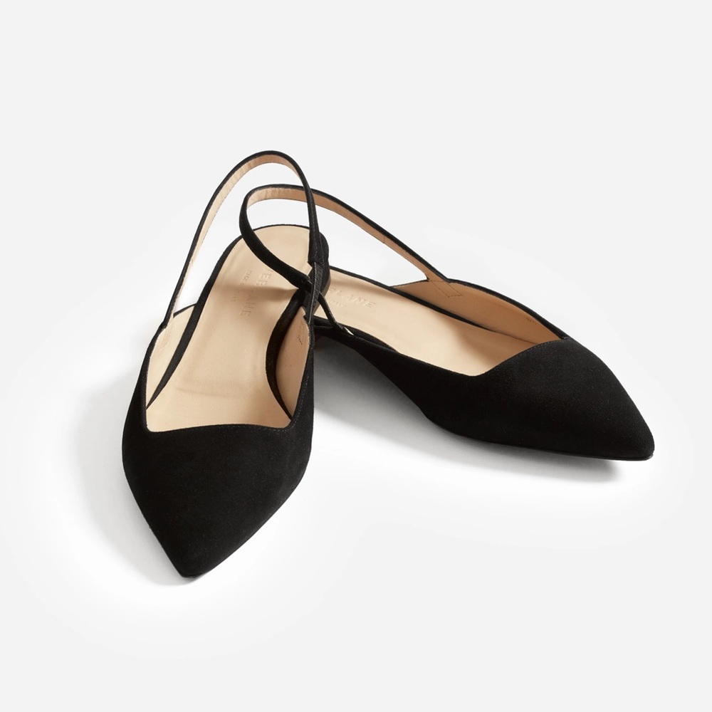 Everlane The Editor Slingback Flats Black Suede 7